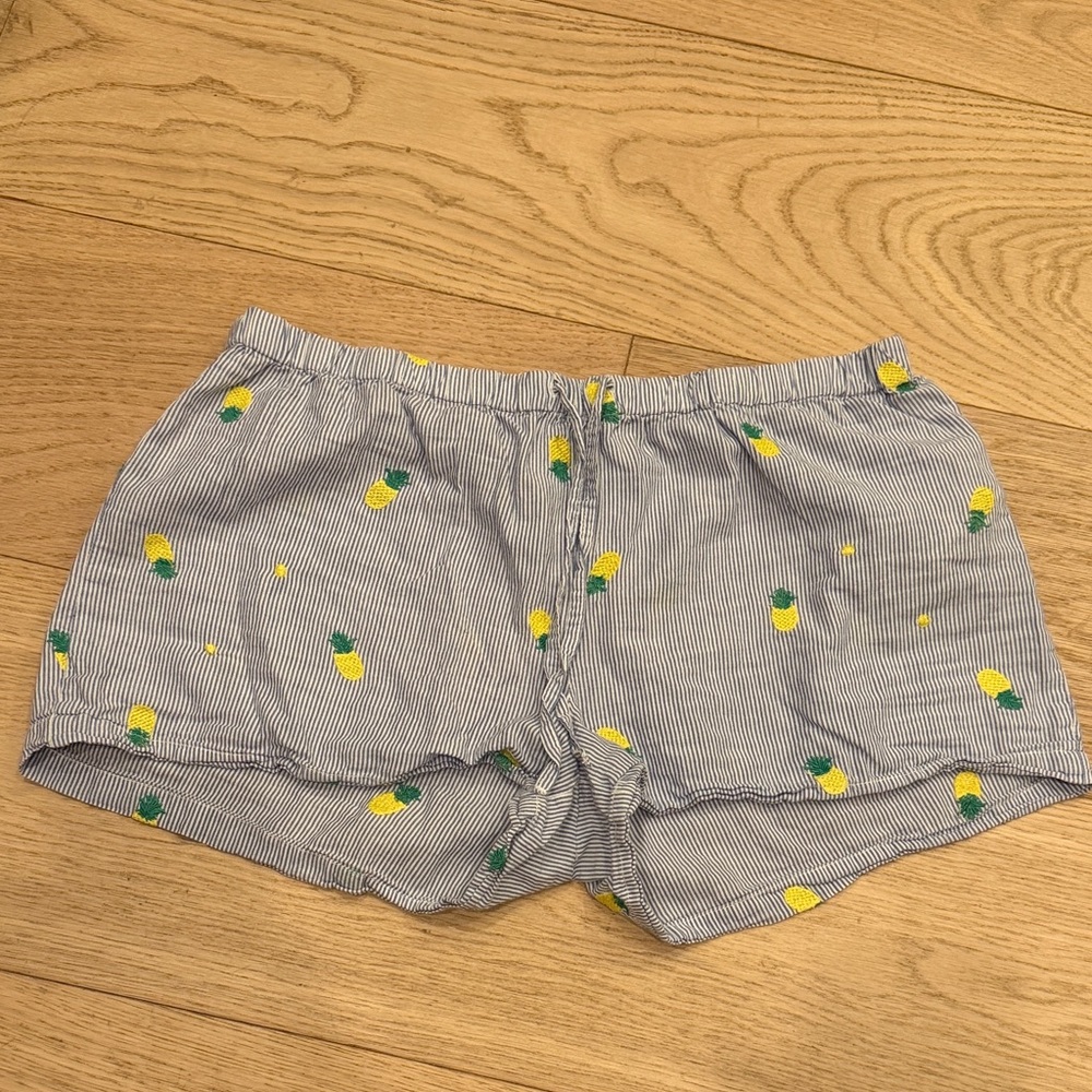 Striped Pajama Pineapple Print Shorts